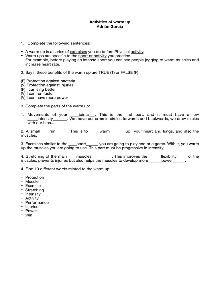 Warm Up | PDF