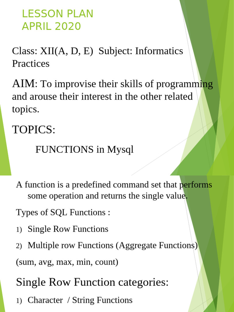 Functions in Mysql | PDF | String (Computer Science) | Computer Data