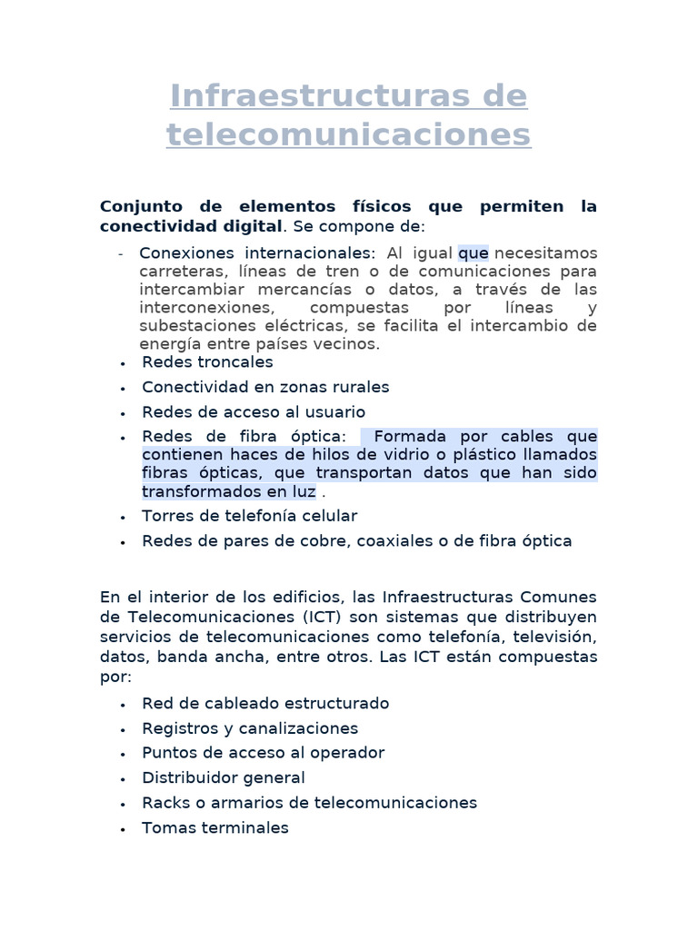 Infraestructuras de Telecomunicaciones | PDF | Red de computadoras ...
