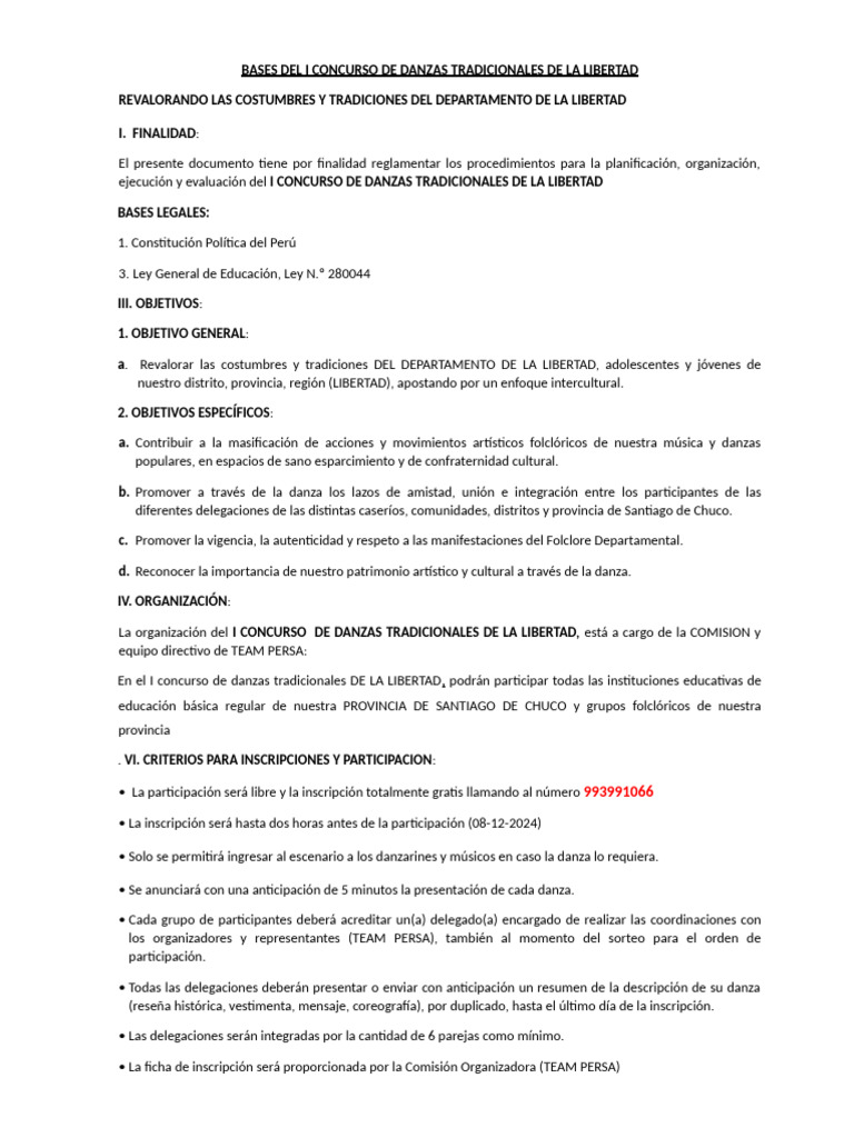 Concurso de Danzas Tradicionales La Libertad | PDF | Bailes | Ritmo