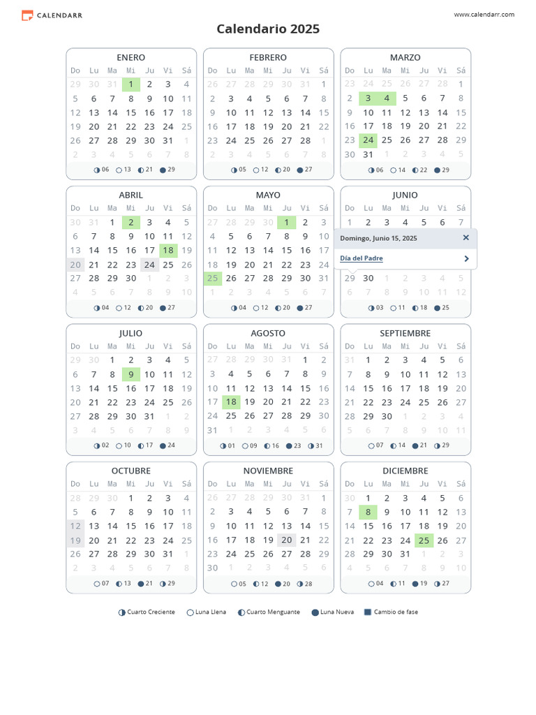 Calendario 2025 para Imprimir PDF | PDF