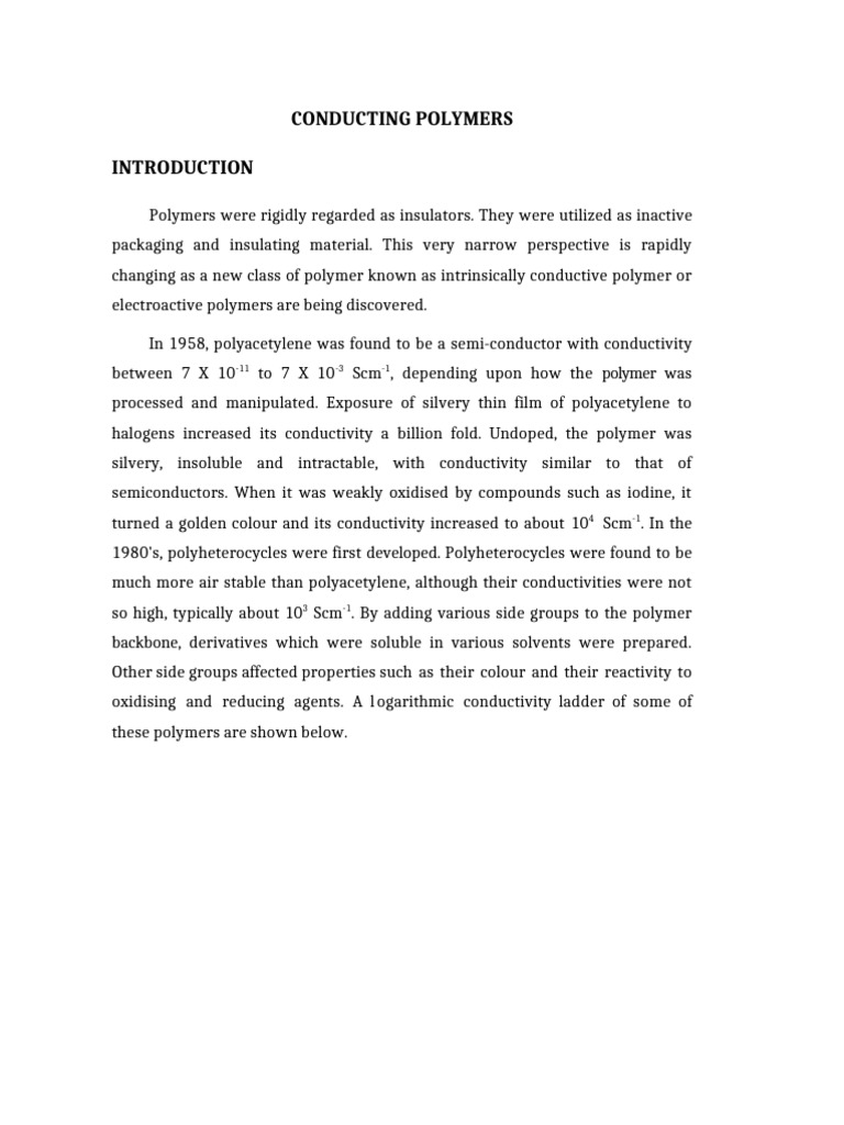 Conducting Polymers Overview | PDF | Liquid Crystal | Oled