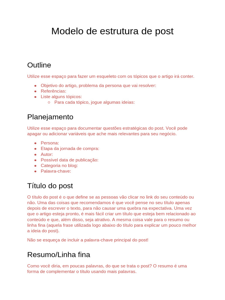 Estrutura de Post para Blog | PDF | SEO | Abstract (resumo)