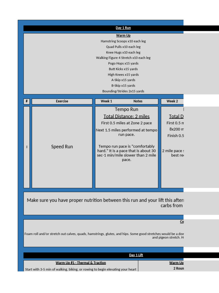 Weekly Running and Lifting Plan | PDF | Breathing | Anatomical Terms Of ...