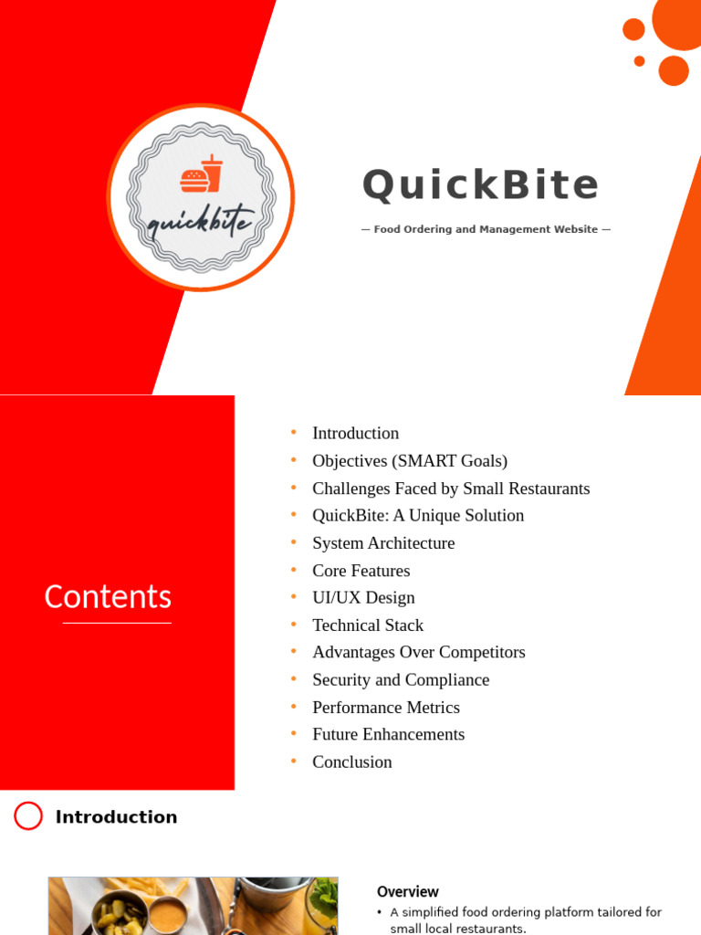 QuickBite: Streamlined Menu Solutions | PDF | Menu | User Interface