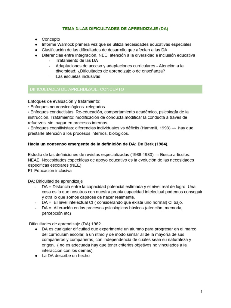 Dificultades de Aprendizaje y Educación Inclusiva | PDF | Plan de ...