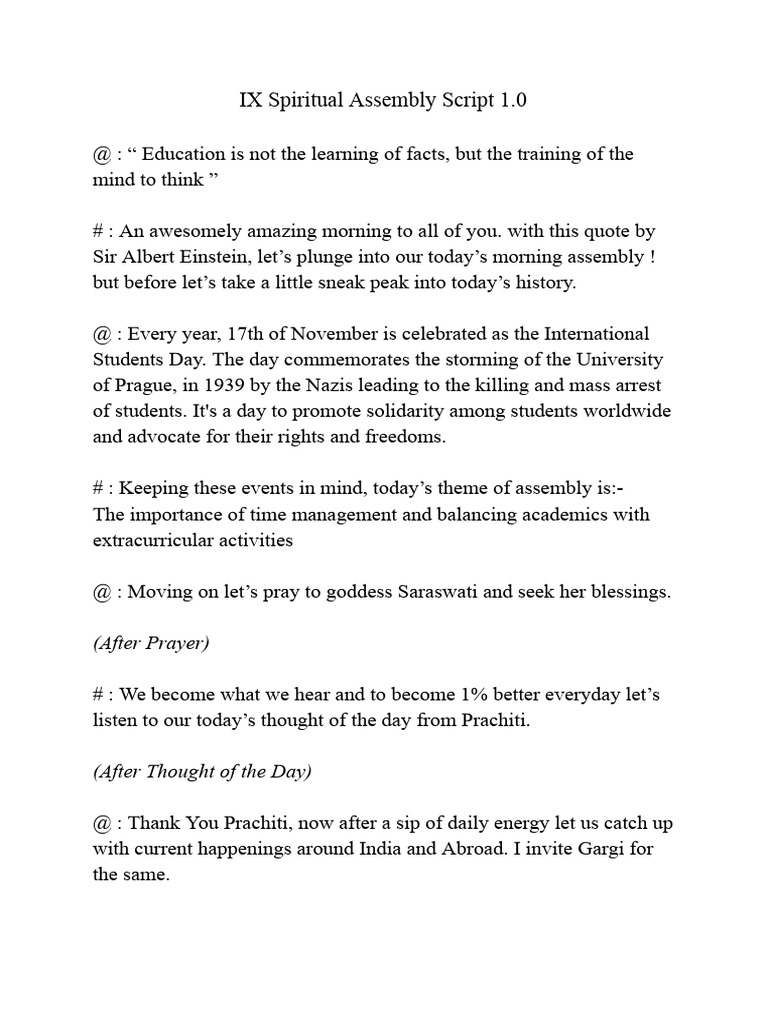 Class Assembly Anchoring Script - Final | PDF