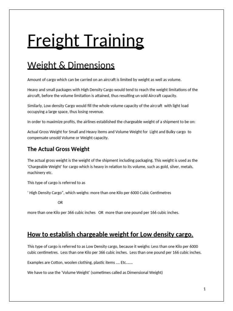Chargeable Weight in Air Freight | PDF | Pound (Mass) | Length