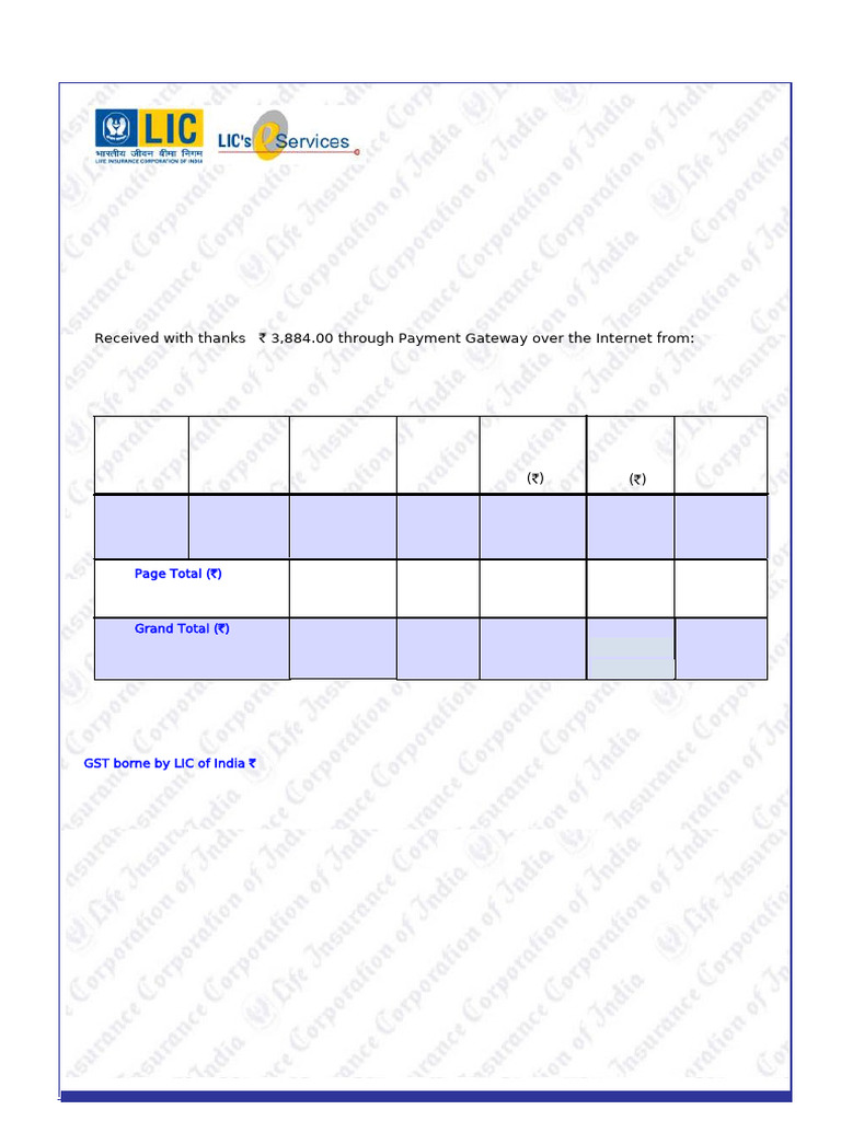 LIC Renewal Premium Receipt Details | PDF | Payments
