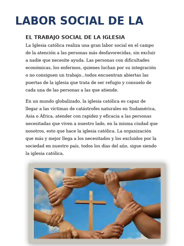 Labor Social de la Iglesia Católica | PDF | Trabajo Social | Iglesia ...