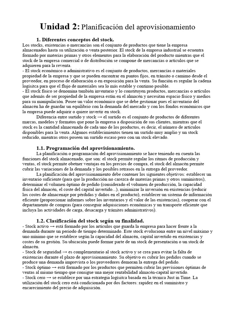 Planificación del Aprovisionamiento y Stock | PDF | Lean Manufacturing ...