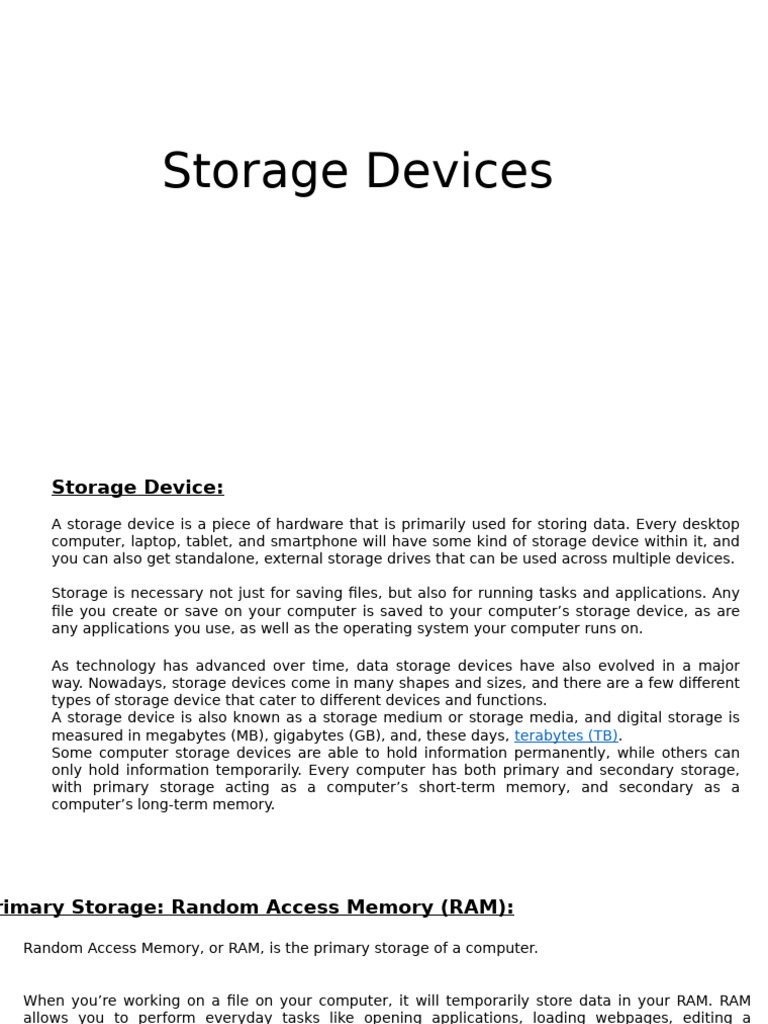 Lec 4 Storage Devies | PDF | Hard Disk Drive | Solid State Drive