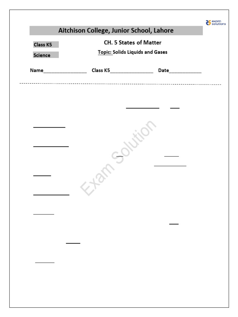 CH 5 States of Matter Answer | PDF | Water | Liquids