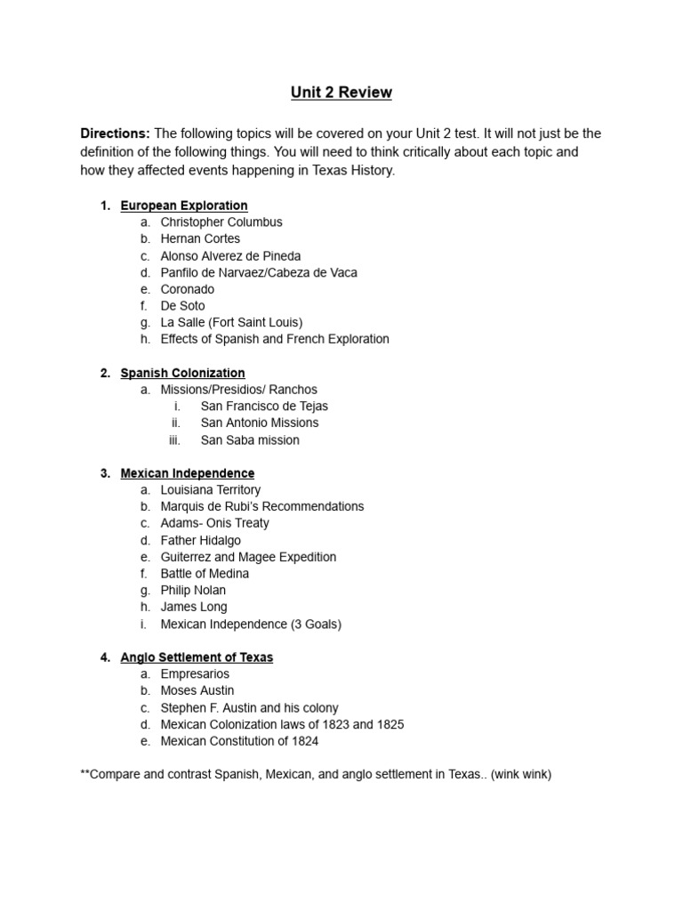Copy of Honors Unit 2 Review | PDF
