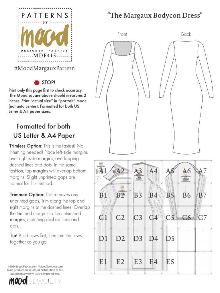 Margaux Bodycon Dress Pattern MDF415 | PDF | Chess Theory | Chess