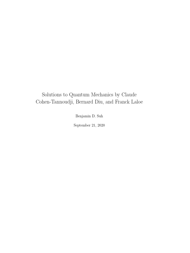 Quantum Mechanics Solutions Overview | PDF | Eigenvalues And ...