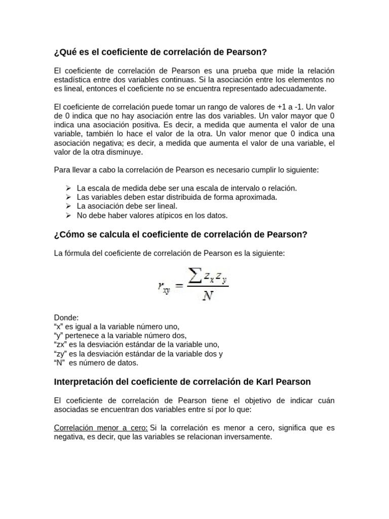 Coeficiente de Correlación de Pearson | PDF | Análisis estadístico ...