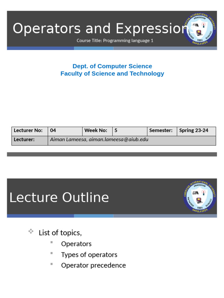 C Programming: Operators and Expressions | PDF | Mathematical Logic ...