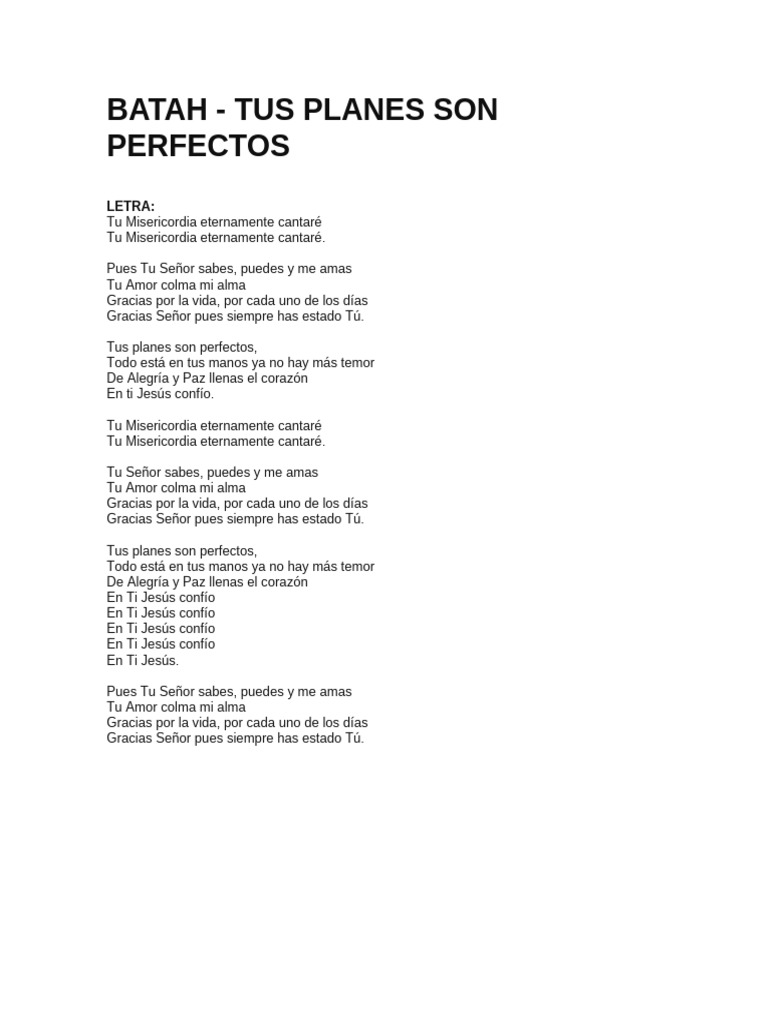 Batah - Tus Planes Son Perfectos (Letra) . | PDF