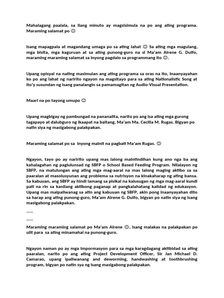 Script Welcome Party | PDF