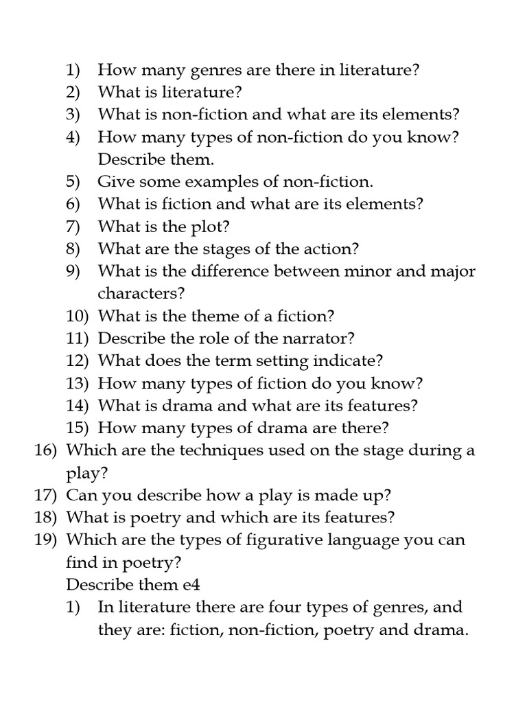 Overview of Literary Genres and Elements | PDF | Non Fiction | Genre