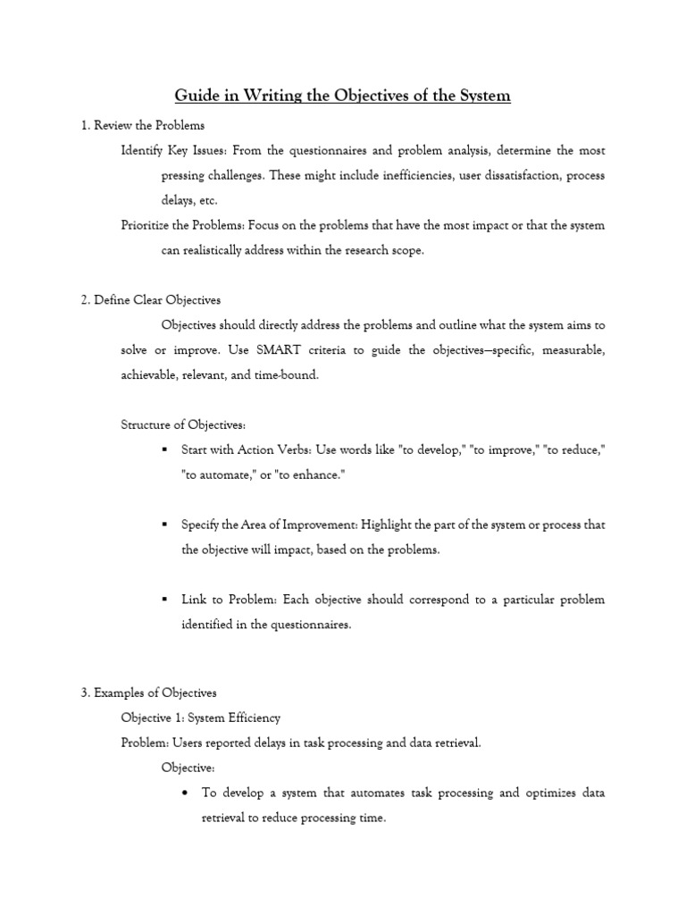 Writing Effective System Objectives Guide | PDF | System | Usability