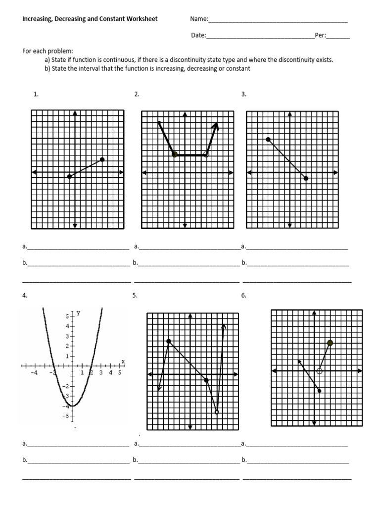 Increasing Decreasing Worksheet MH | PDF