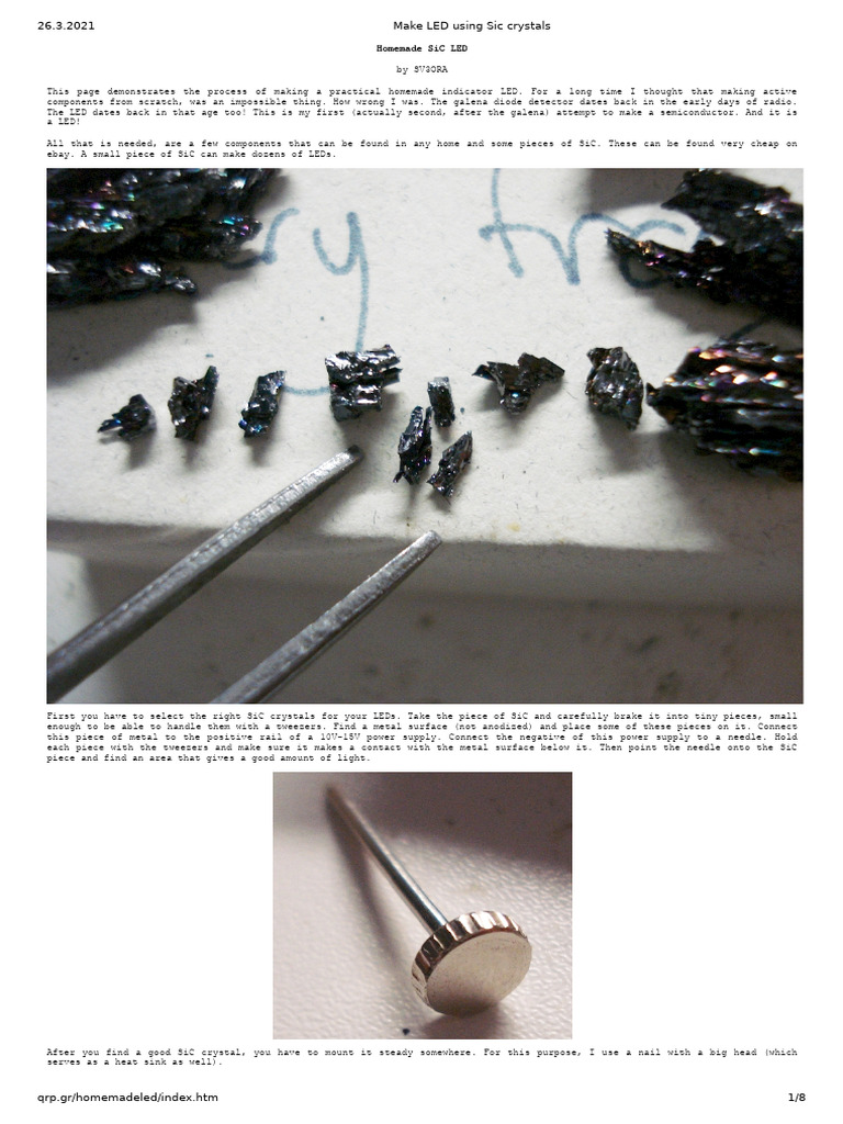 Homemade SiC LED Tutorial | PDF | Light Emitting Diode | Solder