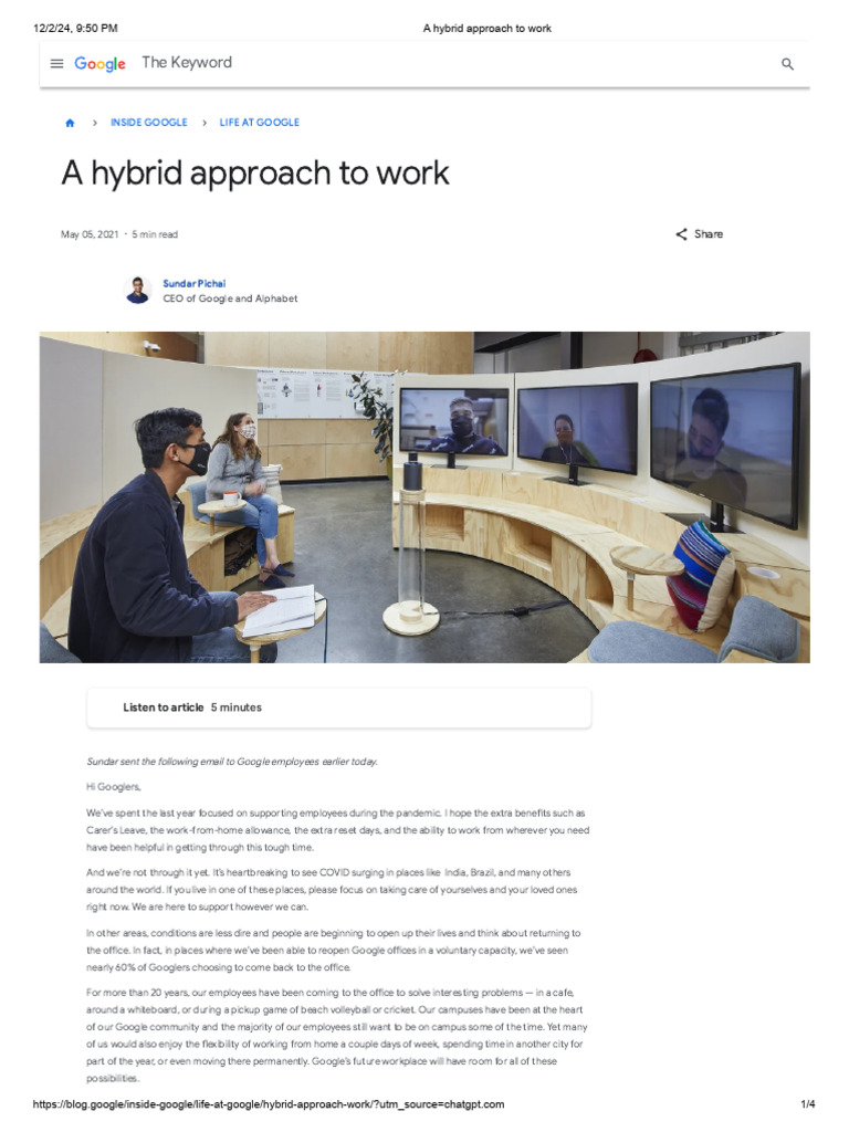 A Hybrid Approach To Work | PDF | Business