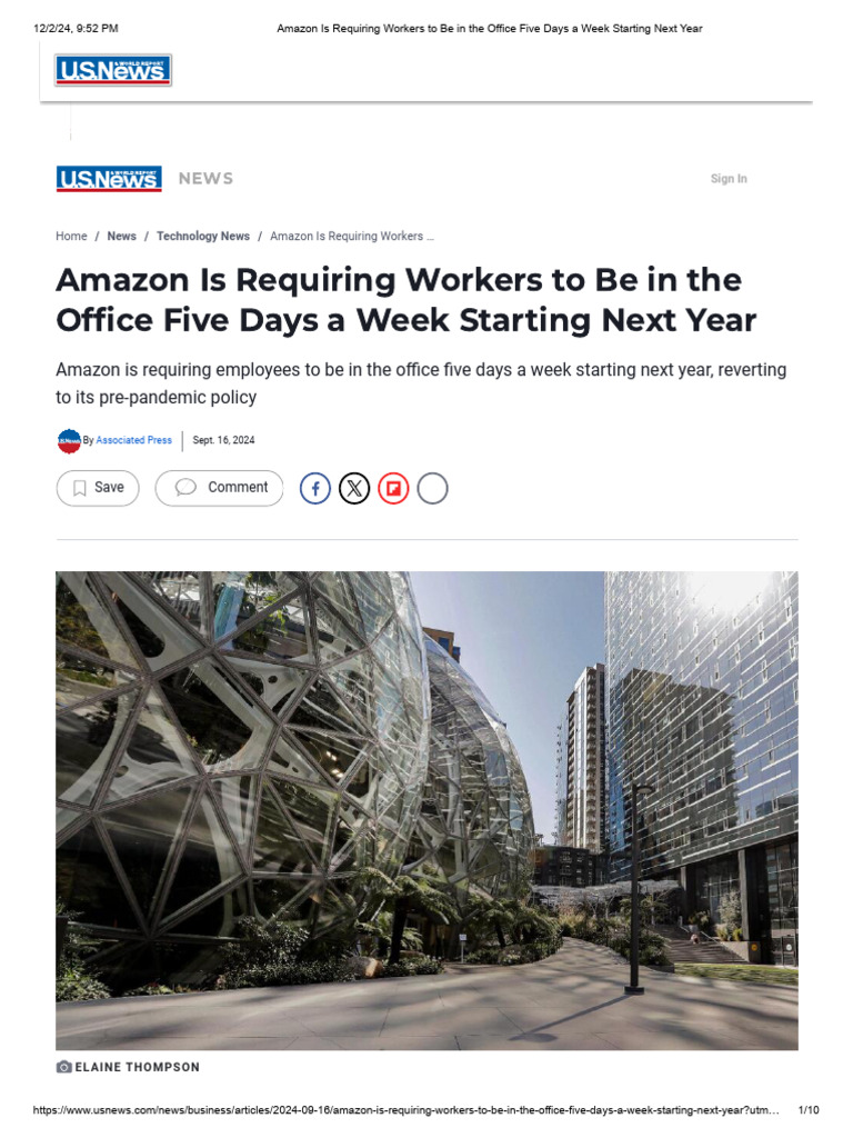 Amazon Is Requiring Workers To Be in The Office Five Days A Week ...