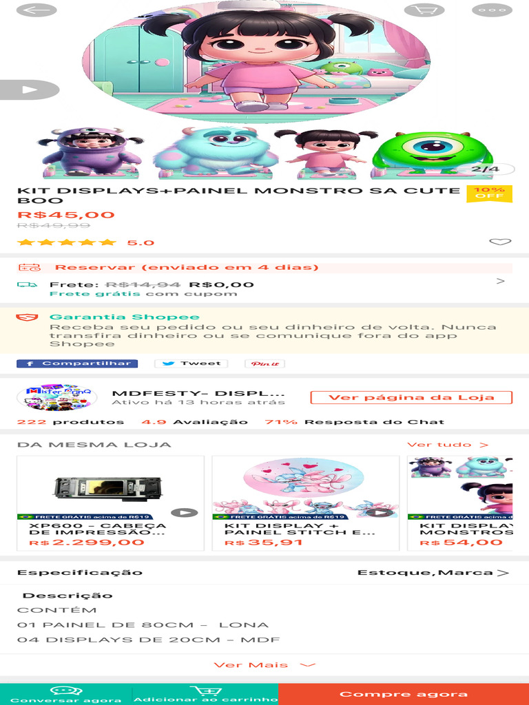 Kit Displays+Painel Monstro Sa Cute Boo Shopee Brasil | PDF
