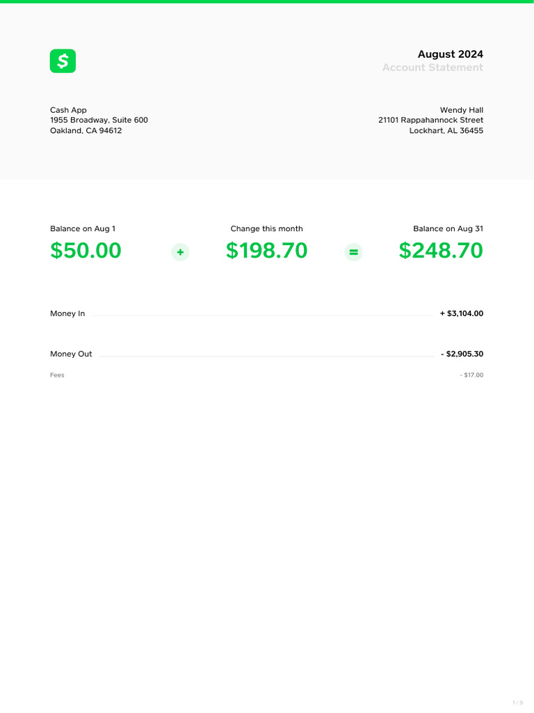 Cash App Statement for Wendy | PDF | Cash | Financial Services