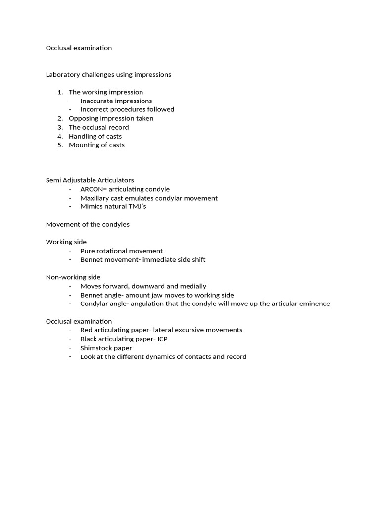 Occlusal Examination | PDF