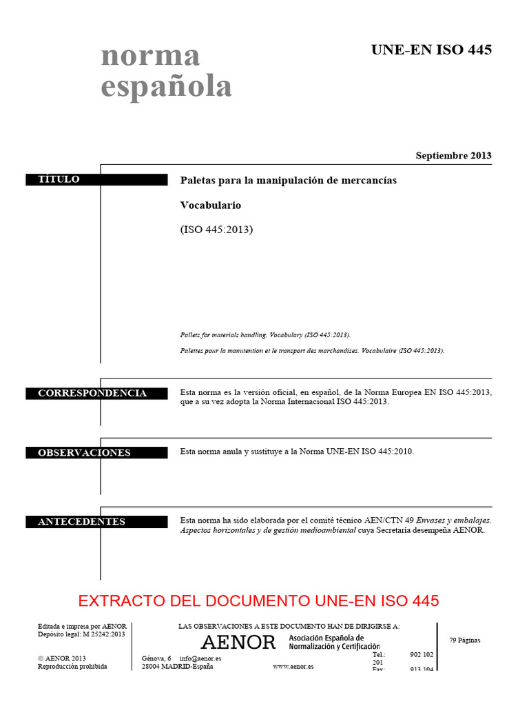 Norma ISO 445: Palés y Manipulación | PDF | Bienes manufacturados ...