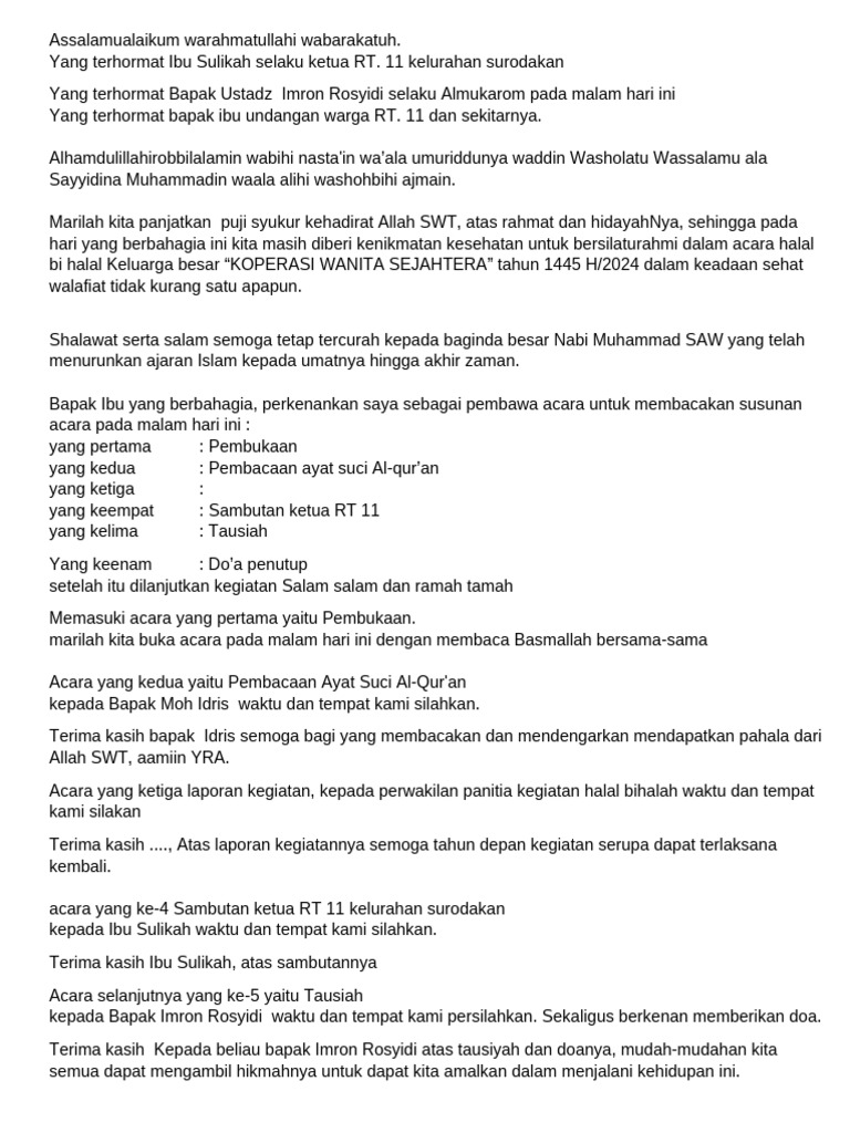 Halal Bihalal Susunan Acara Pdf