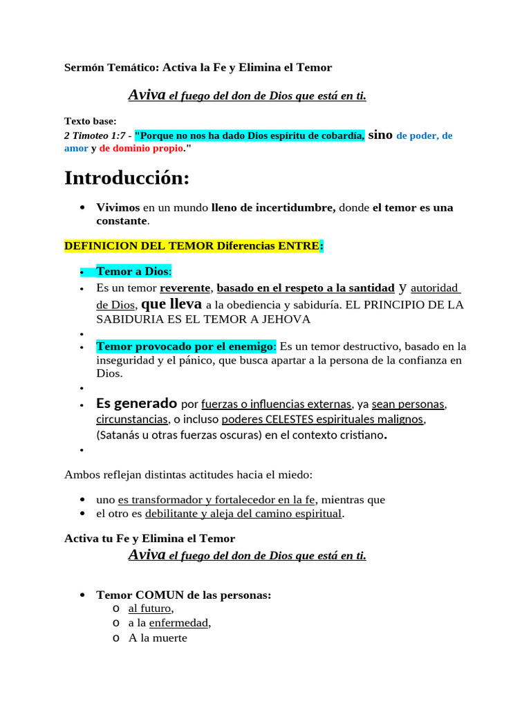 Activa La Fe y Elimina El Temor 1 | PDF | Amor | Vida eterna (cristianismo)