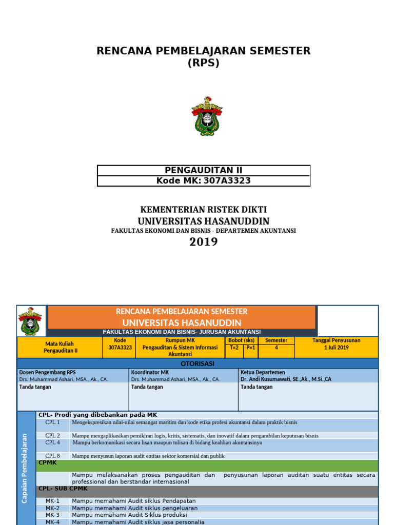 RPS Pengauditan II Universitas Hasanuddin | PDF