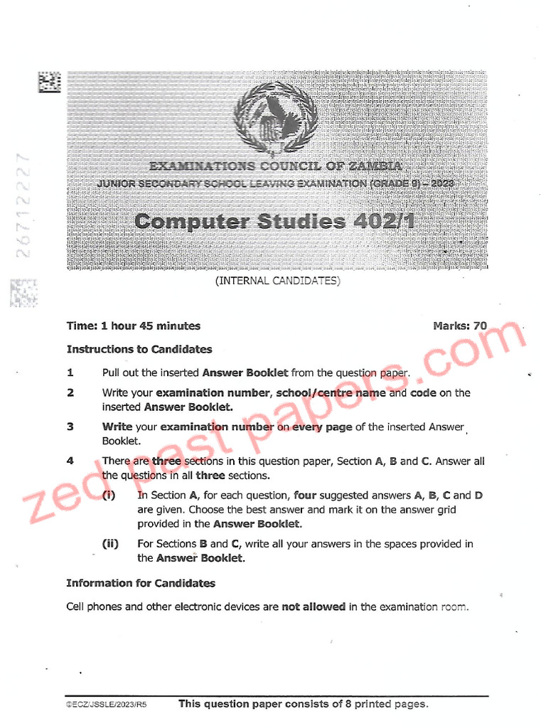 Computer Studies 2023 G C E Pdf