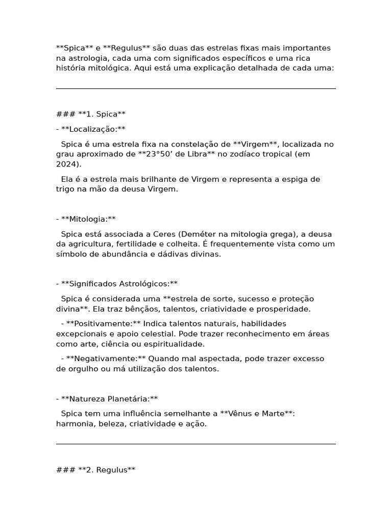 Spica e Regulus | PDF | Zodíaco | Mitologia grega