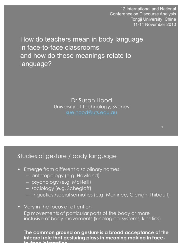 Gesture- Embodying Meaning in Teaching Practice | Gesture | Body ...