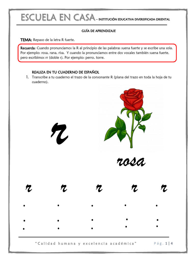 Trazo y uso de la letra R | PDF