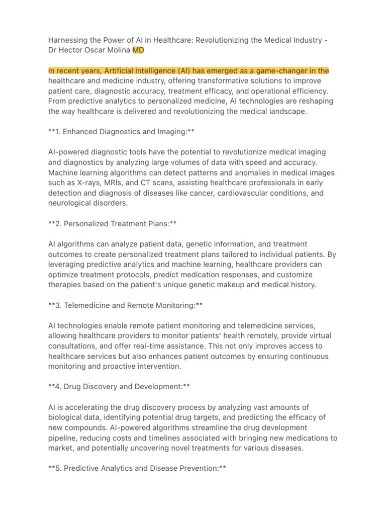 AI Transforming Healthcare Delivery | PDF | Personalized Medicine ...