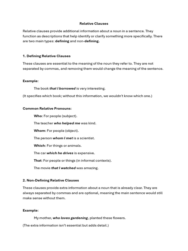 Relative Clauses | PDF | Syntax | Linguistics
