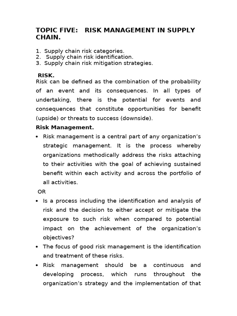 Supply Chain Risk Management Strategies | PDF | Risk | Risk Management