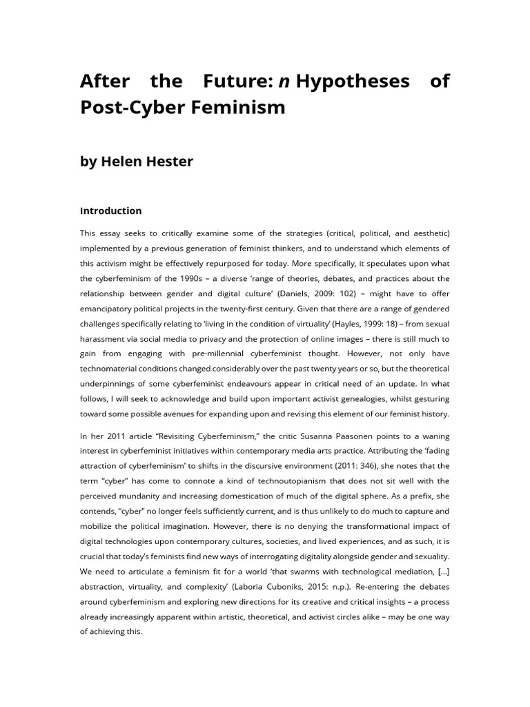 Revisiting Cyberfeminism Today | PDF | Feminism | Gender Studies