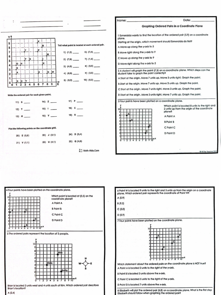Ordered Pairs Homework Math | PDF