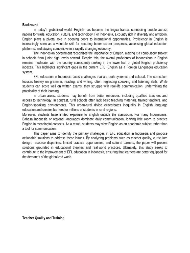Challenges in Indonesia's EFL Education | PDF | Constructivism ...