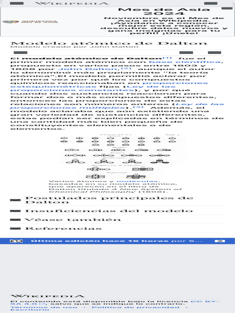 Modelo atómico de Dalton - Wikipedia, la enciclopedia libre | PDF