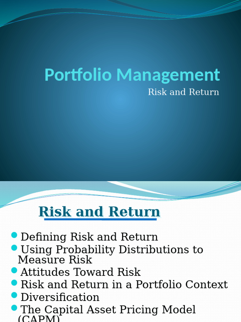 Portfolio Management: Risk and Return Analysis | PDF | Coefficient Of ...