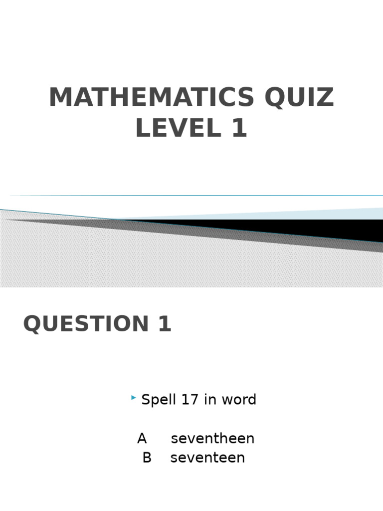 Mathematics Quiz Level 1 | PDF